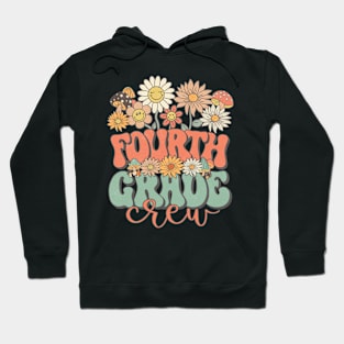 Fourth Grade Crew Retro Groovy Daisy Back To School Funny Teacher Girls Hoodie